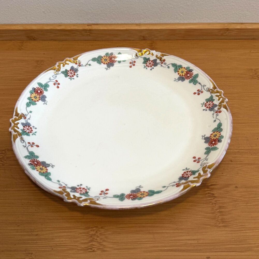 Antique GDA Limoges France Floral Gold Gilt Cabinet Plate 9" Decorative